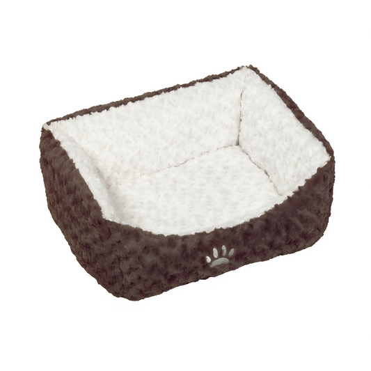 Komfortbett eckig „Neiku“ – braun/weiß