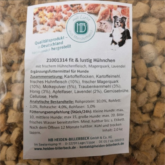 Fit & lustig Hähnchen – Hundesnack mit Huhn, Magerquark & Lavendel | 2 kg