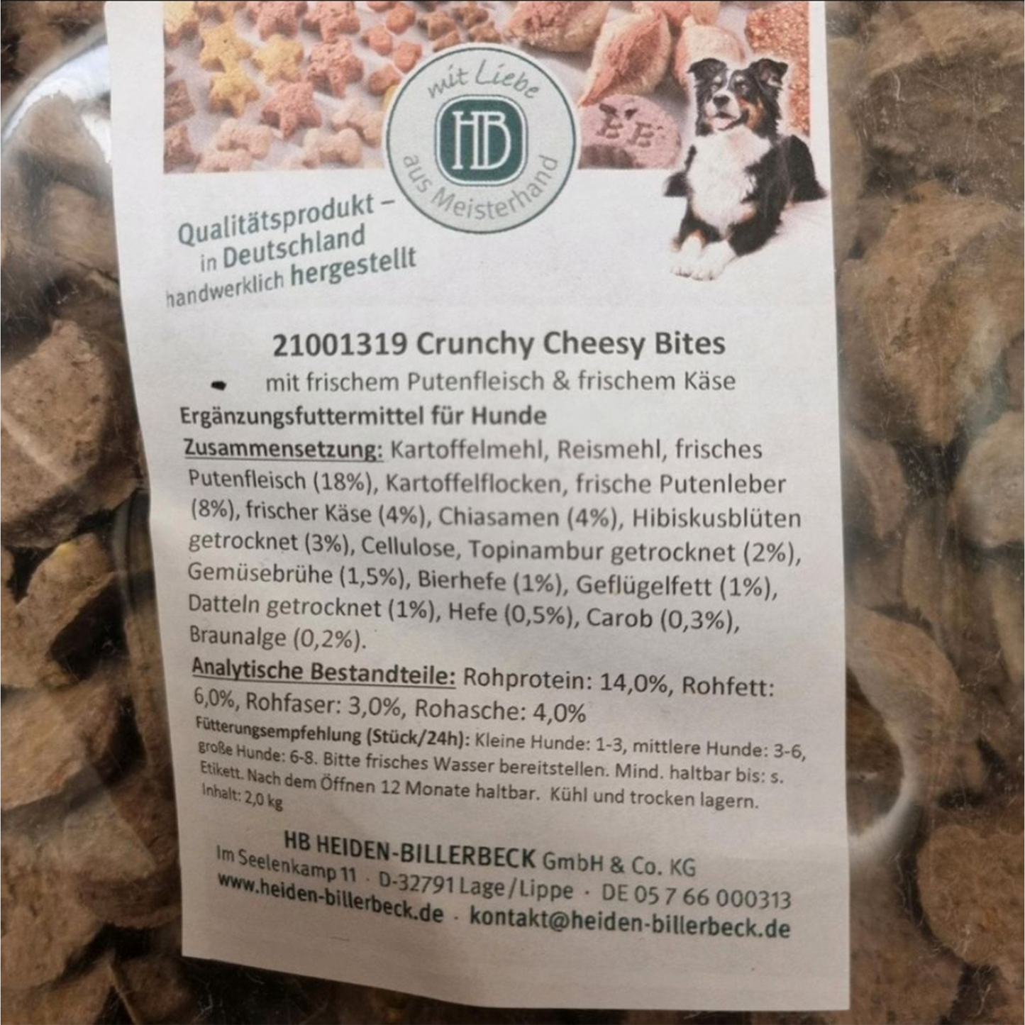 Crunchy Cheesy Bites – Hundesnack mit Pute & Käse | 2 kg
