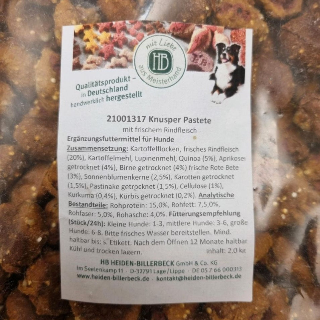 Knusper Pastete – Hundesnack mit Rind, Quinoa & Roter Bete | 2 kg